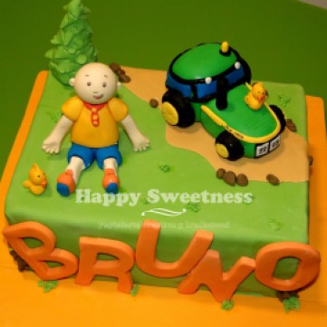 Tarta para Bruno, Tarta fondant, tarta cumpleaños, tarta caillou, tarta john deere, tarta infantil
